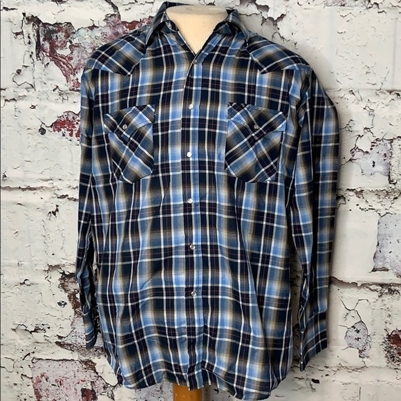 Ely Cattleman Other - Men’s vintage Ely Cattleman blue plaid shirt L